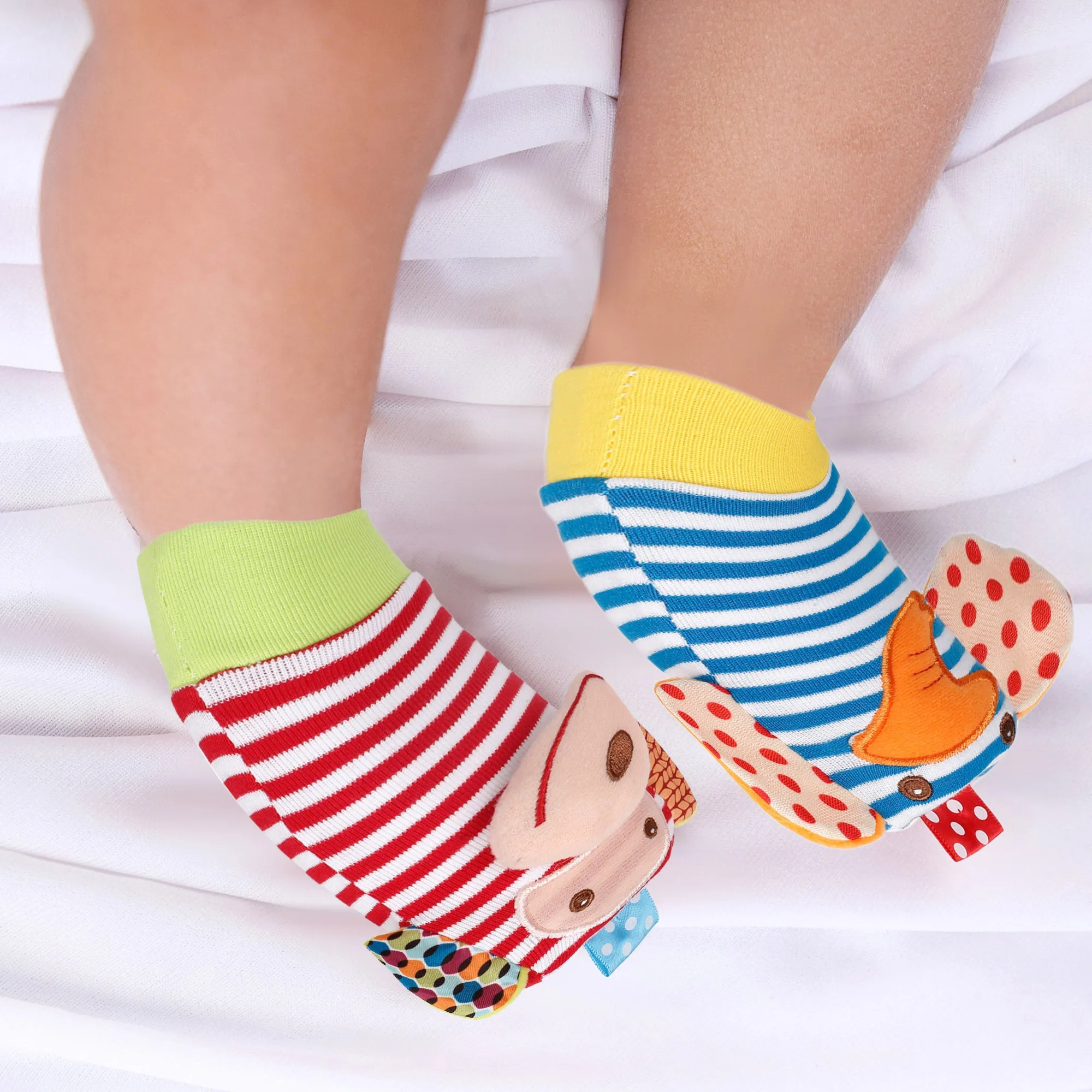Baby Moo Elephant And Monkey Multicolour Set of 2 Socks Rattle