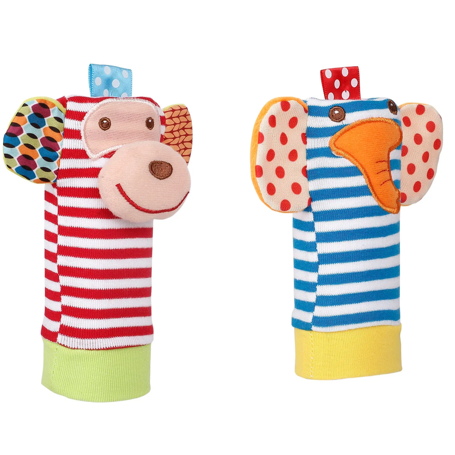 Baby Moo Elephant And Monkey Multicolour Set of 2 Socks Rattle