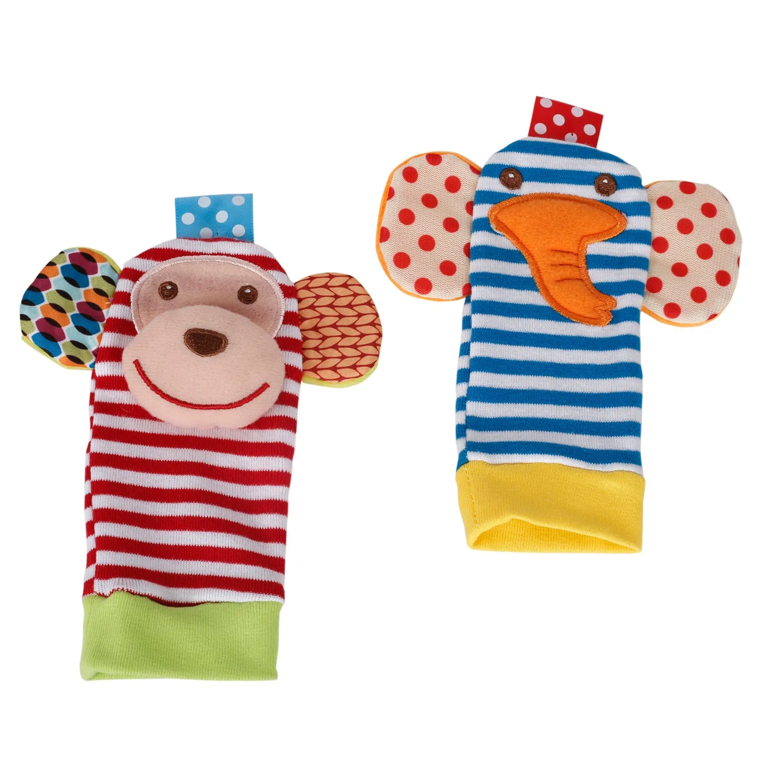 Baby Moo Elephant And Monkey Multicolour Set of 2 Socks Rattle