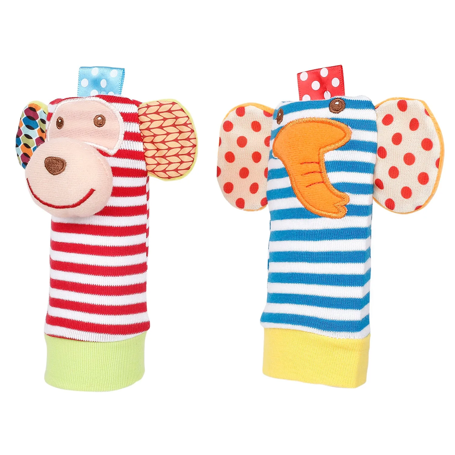 Baby Moo Elephant And Monkey Multicolour Set of 2 Socks Rattle