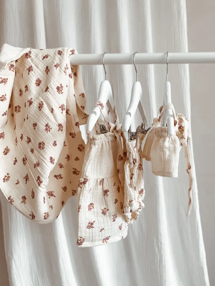 Baby muslin dress / ecru - bouquets
