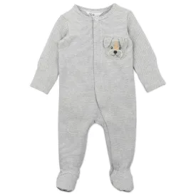 Bebe Organic Long Sleeve Zip Onesie - Austin Print - Grey Cloud