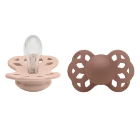 Bibs Infinity Silicone Symmetrical Pacifier 2-pack Blush/Woodchuck