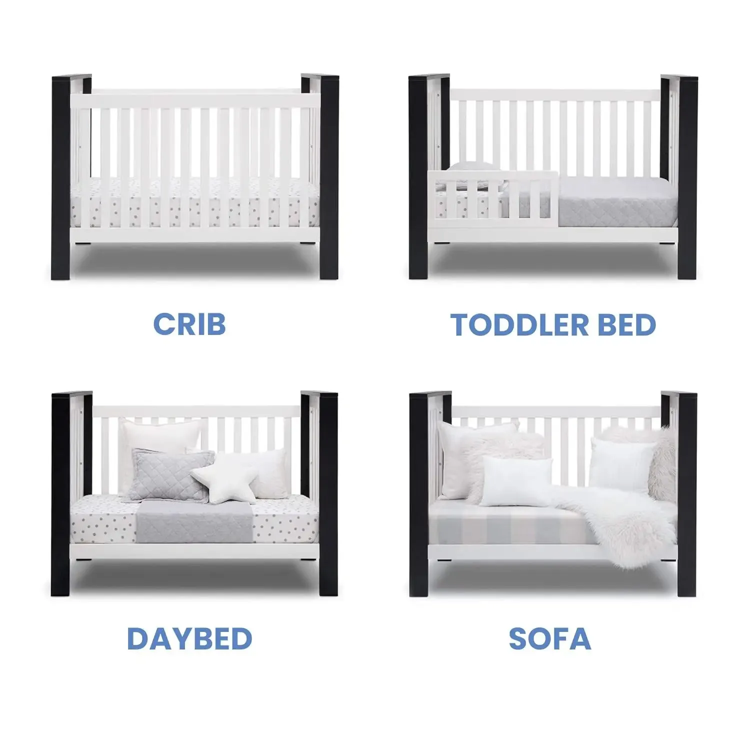 Black And White 4-in-1 Convertible Crib