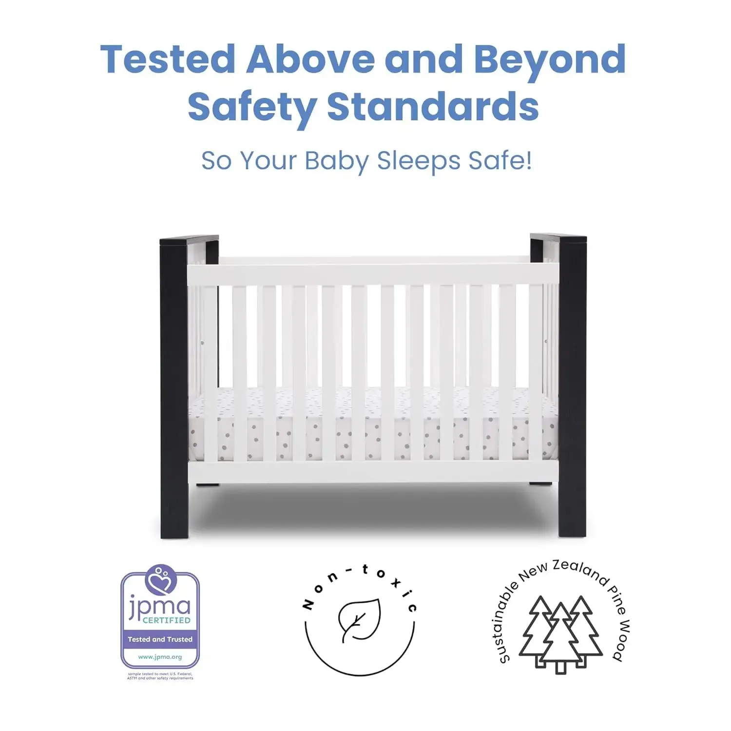 Black And White 4-in-1 Convertible Crib