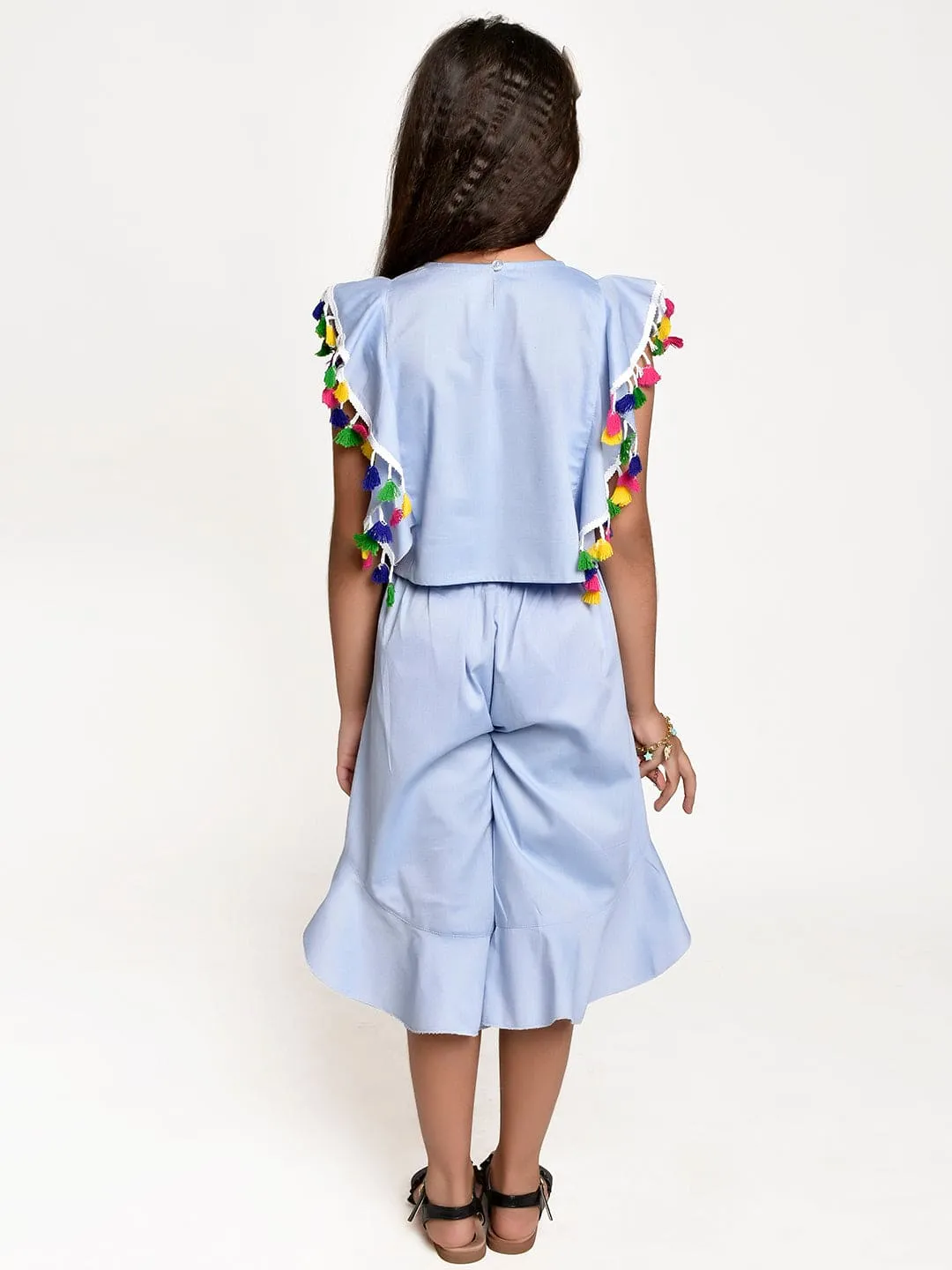 Blue Culotte and top Set with Lace