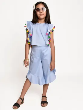 Blue Culotte and top Set with Lace