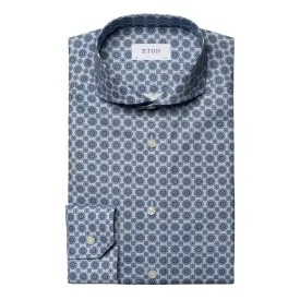 Blue Medallion Print Signature Twill Slim Fit Shirt