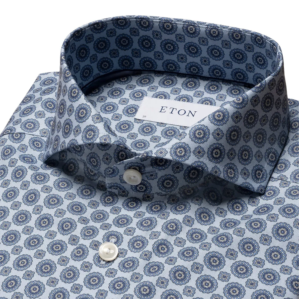 Blue Medallion Print Signature Twill Slim Fit Shirt
