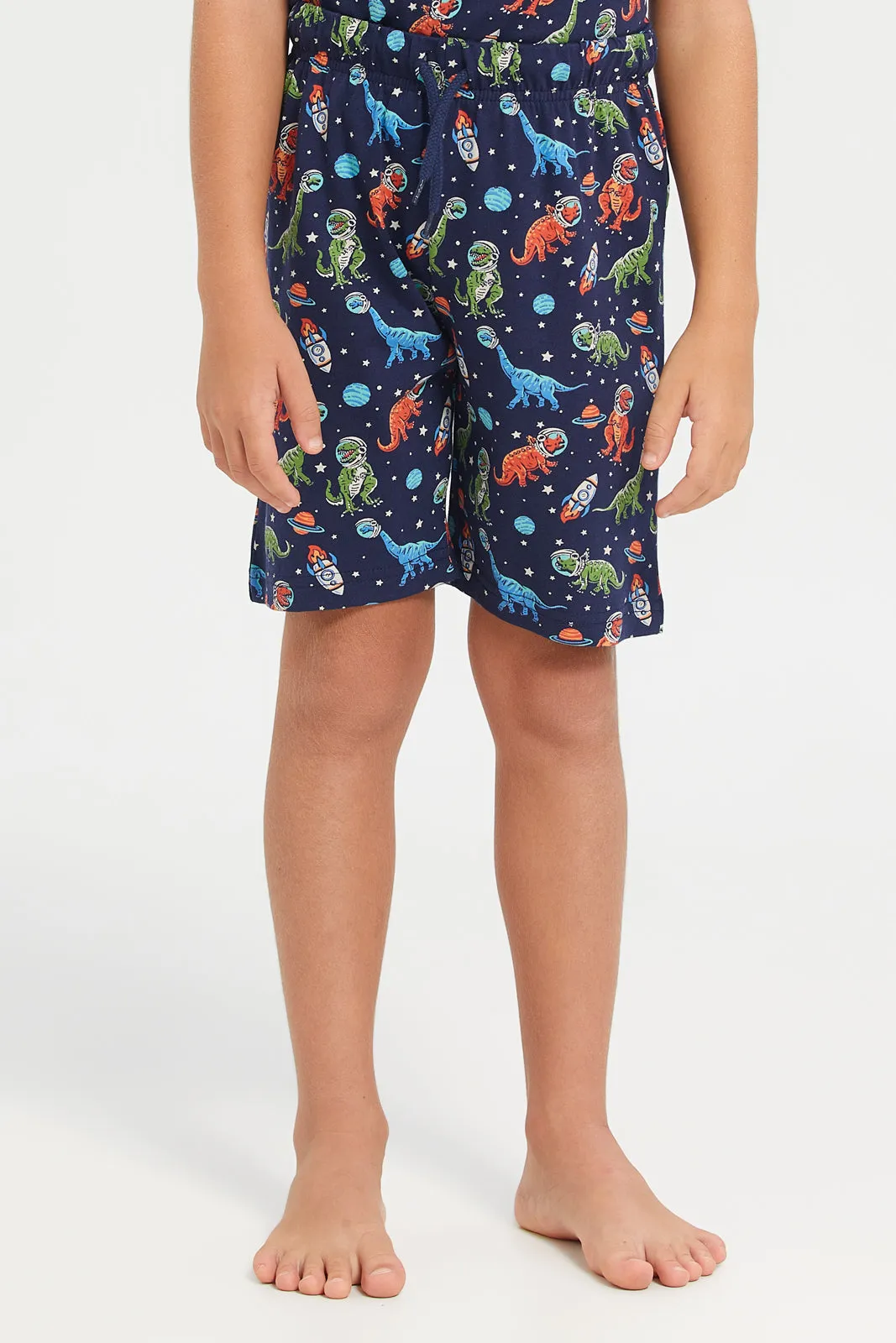 Boys Blue Printed Night Wear Set (2 Piece)