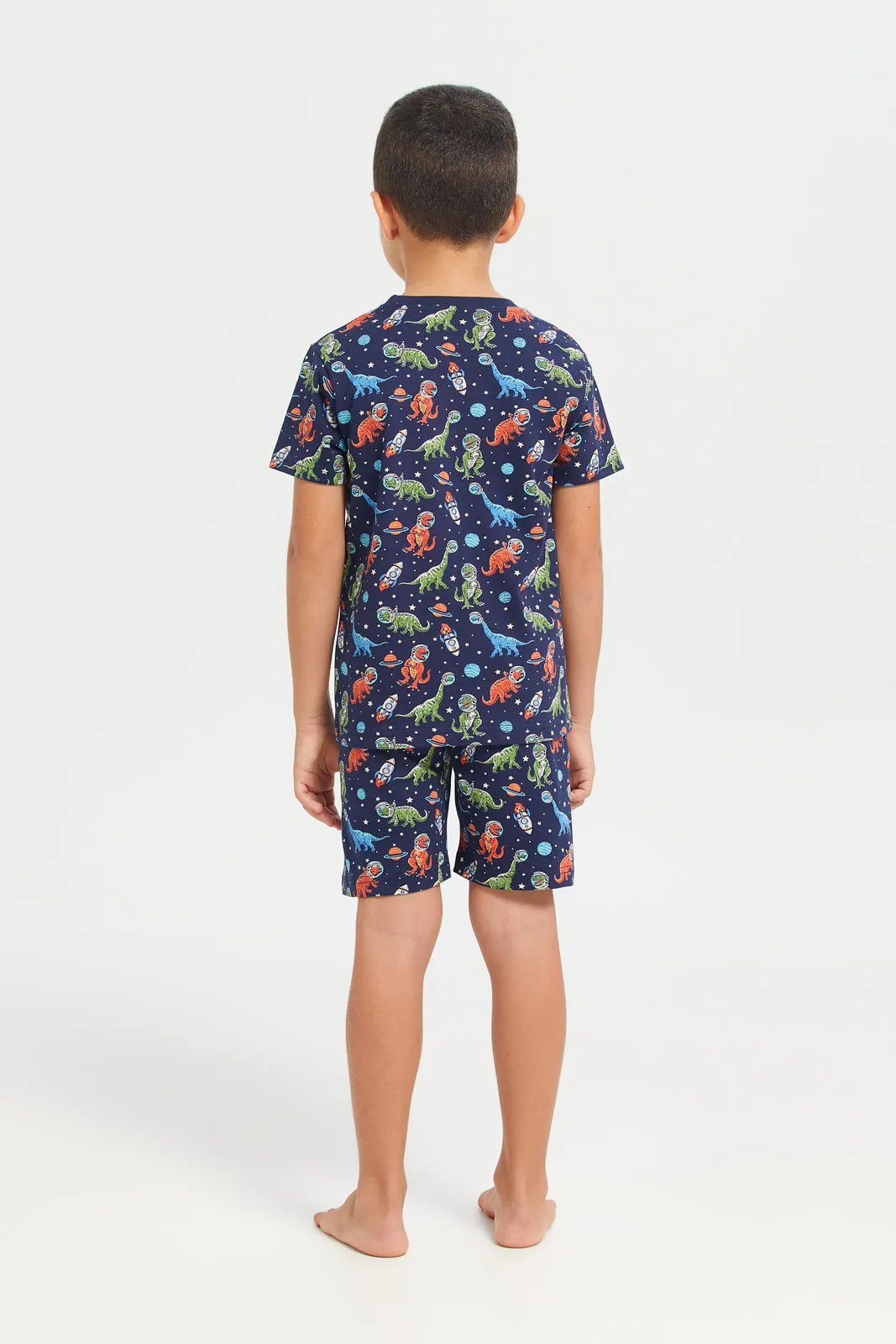 Boys Blue Printed Night Wear Set (2 Piece)