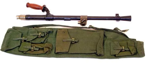 BRITISH WWII .303 cal. BREN BARREL IN POST WAR CANVAS BARREL BAG