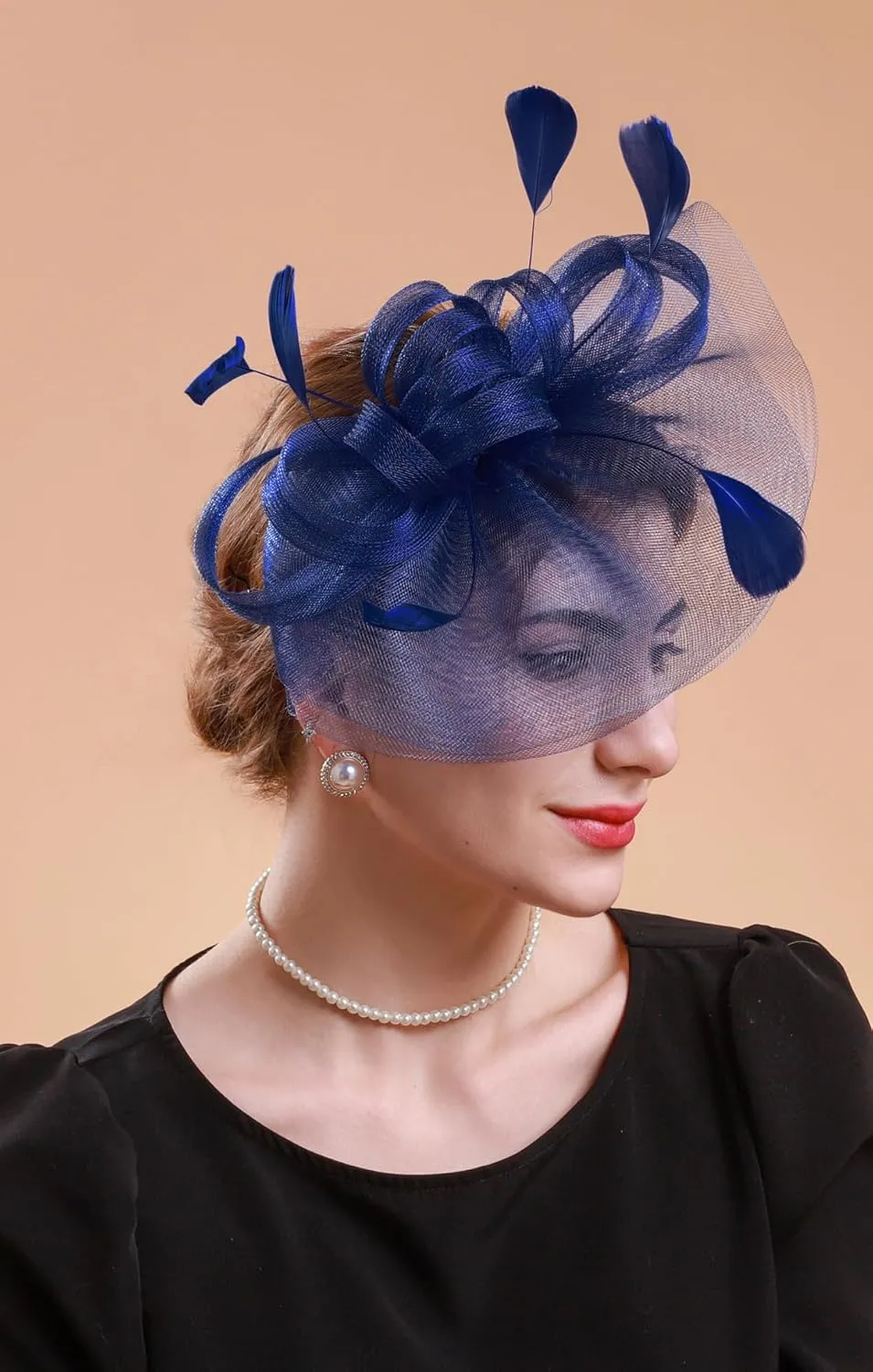 Cizoe Fascinator Hats for Womens 50s Tea Party Headwear with Feather Flower Cocktail Wedding Church Derby Hat
