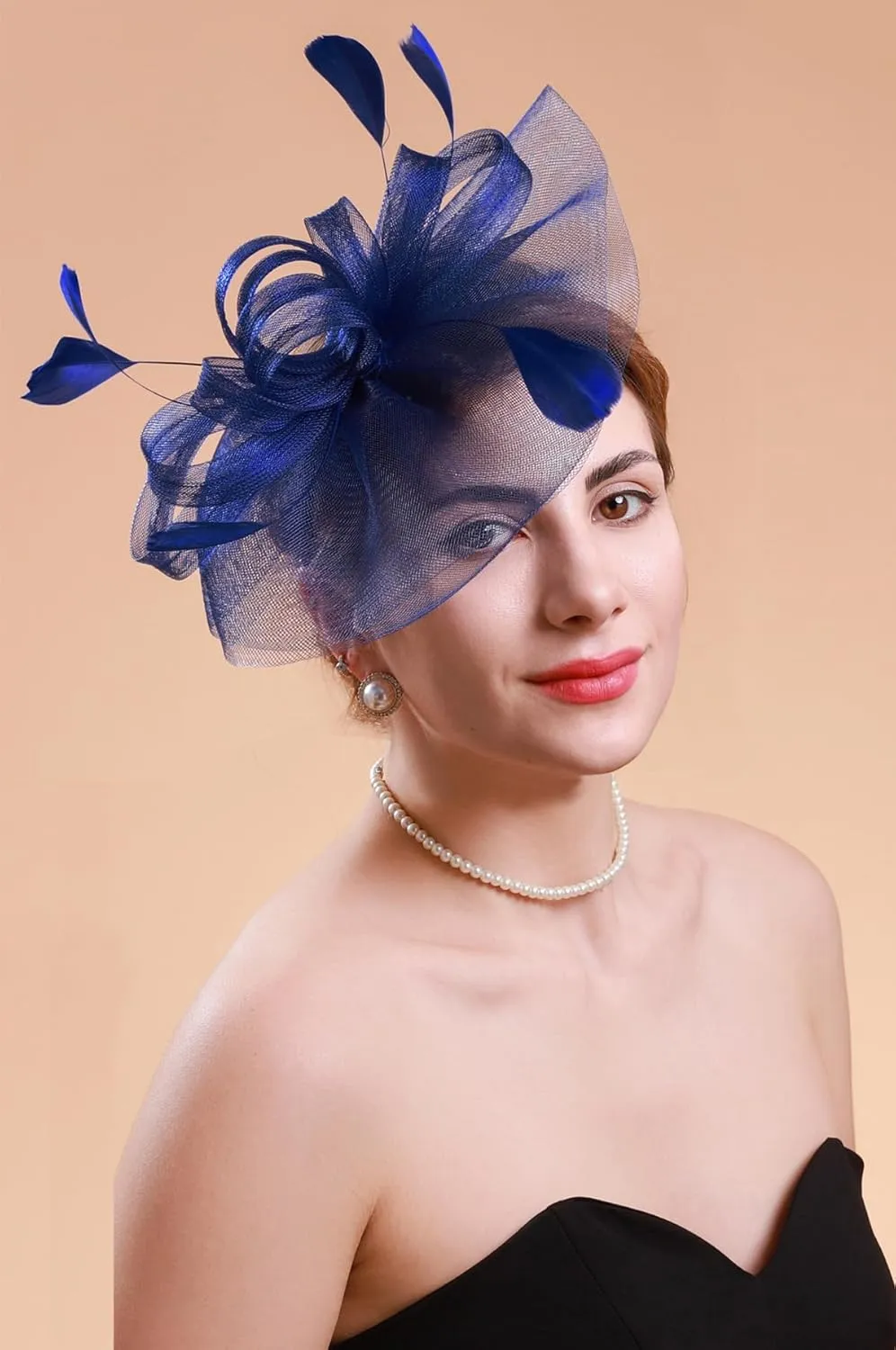 Cizoe Fascinator Hats for Womens 50s Tea Party Headwear with Feather Flower Cocktail Wedding Church Derby Hat