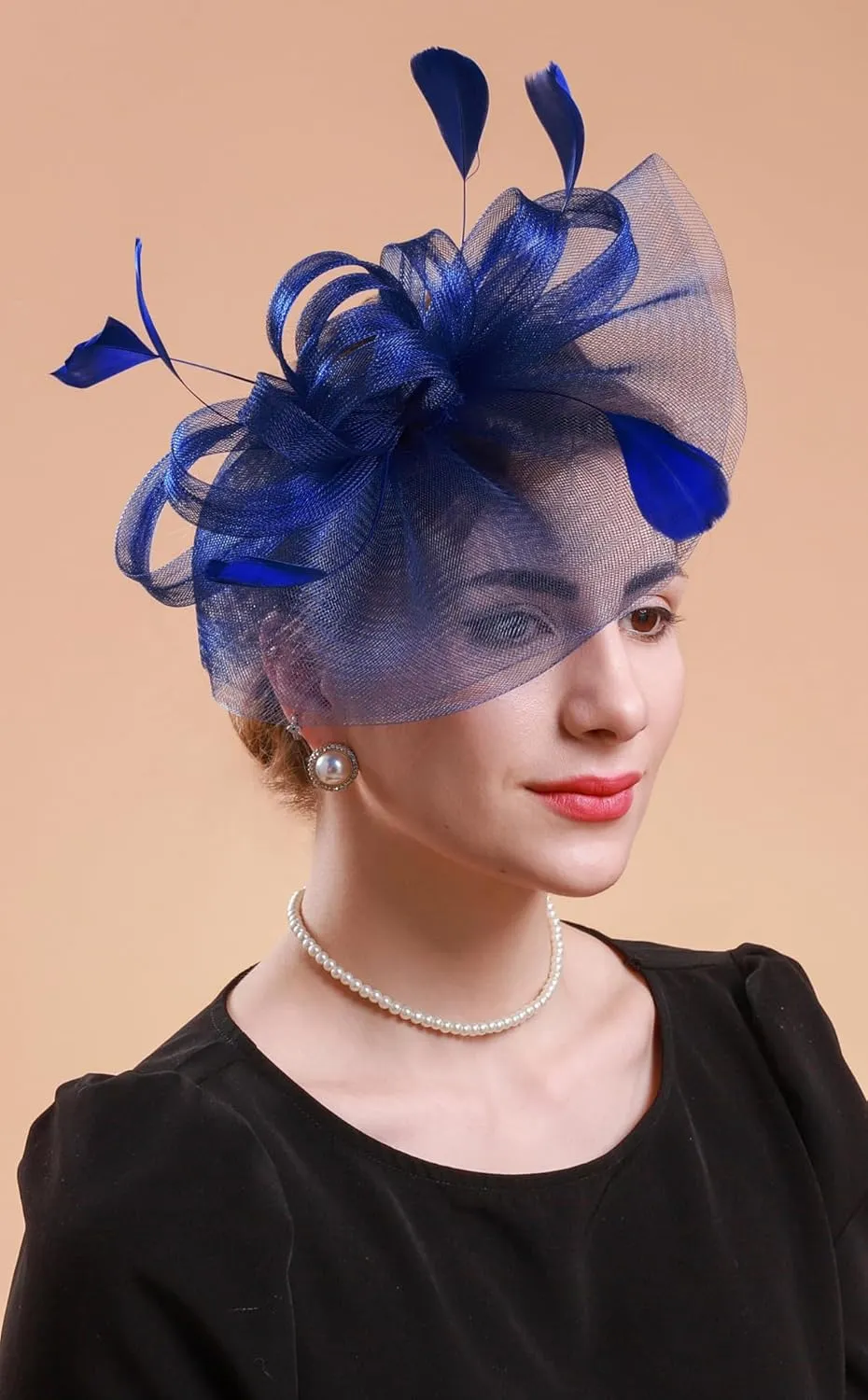 Cizoe Fascinator Hats for Womens 50s Tea Party Headwear with Feather Flower Cocktail Wedding Church Derby Hat