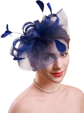 Cizoe Fascinator Hats for Womens 50s Tea Party Headwear with Feather Flower Cocktail Wedding Church Derby Hat