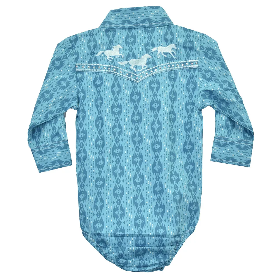 Cowboy Hardware Baby Turquoise Aztec Romper 825575R-390-I
