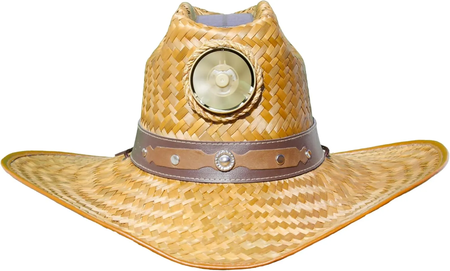 Cowboy with Band Straw Hat - Solar Fan Hat Cooling Outdoor Sun - Extra Large