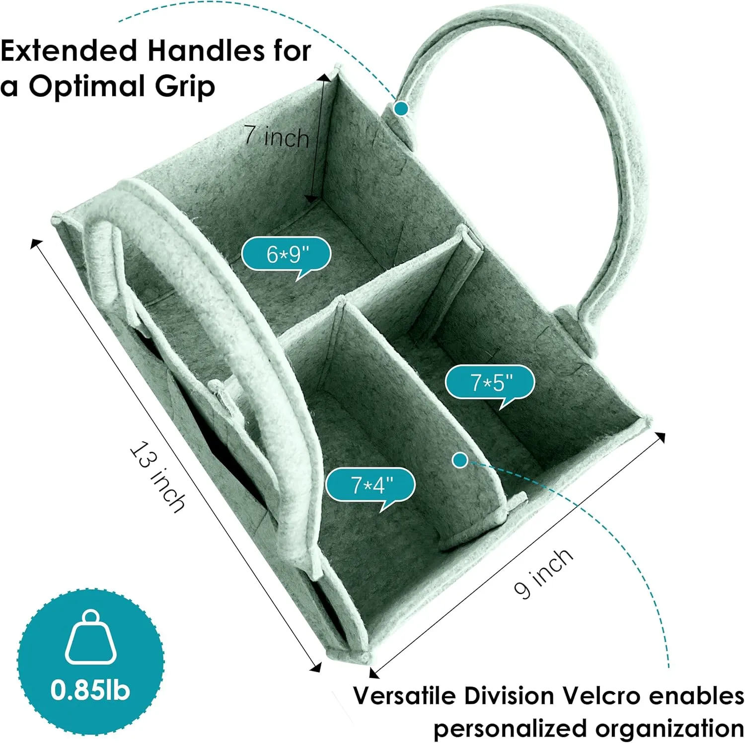 Cute Castle 2 Pack Diaper Caddy Organizer - Portable Baby Caddy Organizer with Handle, Nursery Storage Bin and Car Organizer for Girls, Boys - Baby Gift Basket - Green
