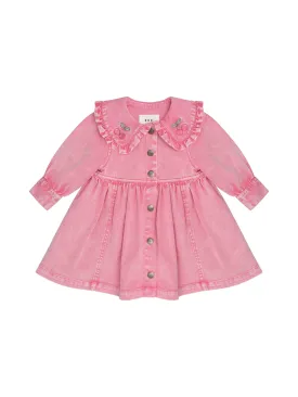 dress washed with cherry on collar - bubblegum
