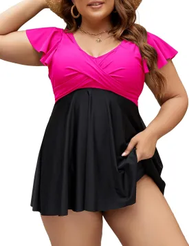 Edelqual Women's Plus Size Tankini Swimsuits Swim Dress Tummy Control Bathing Suits Two Piece High Waisted Swimwear 2025