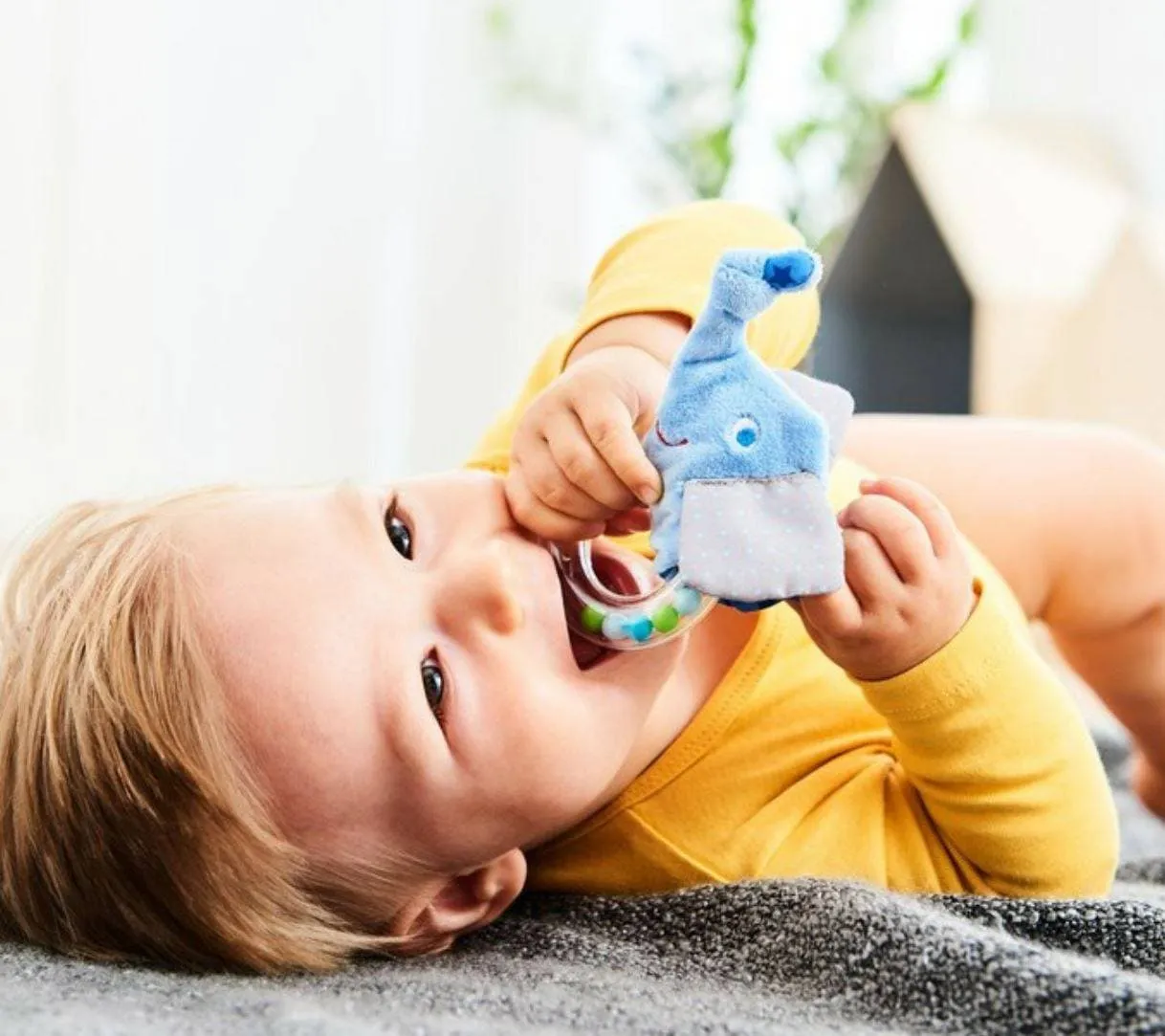 Elephant Rattle with Removable Teething Ring