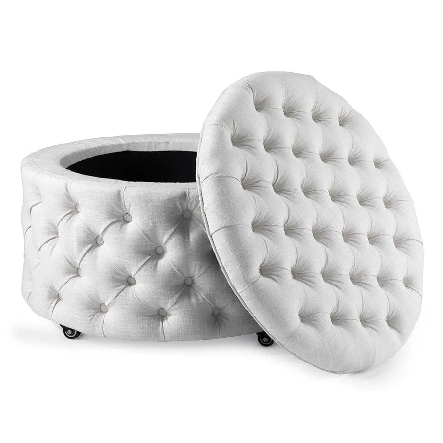 Emma Storage Ottoman Large 75cm Linen White
