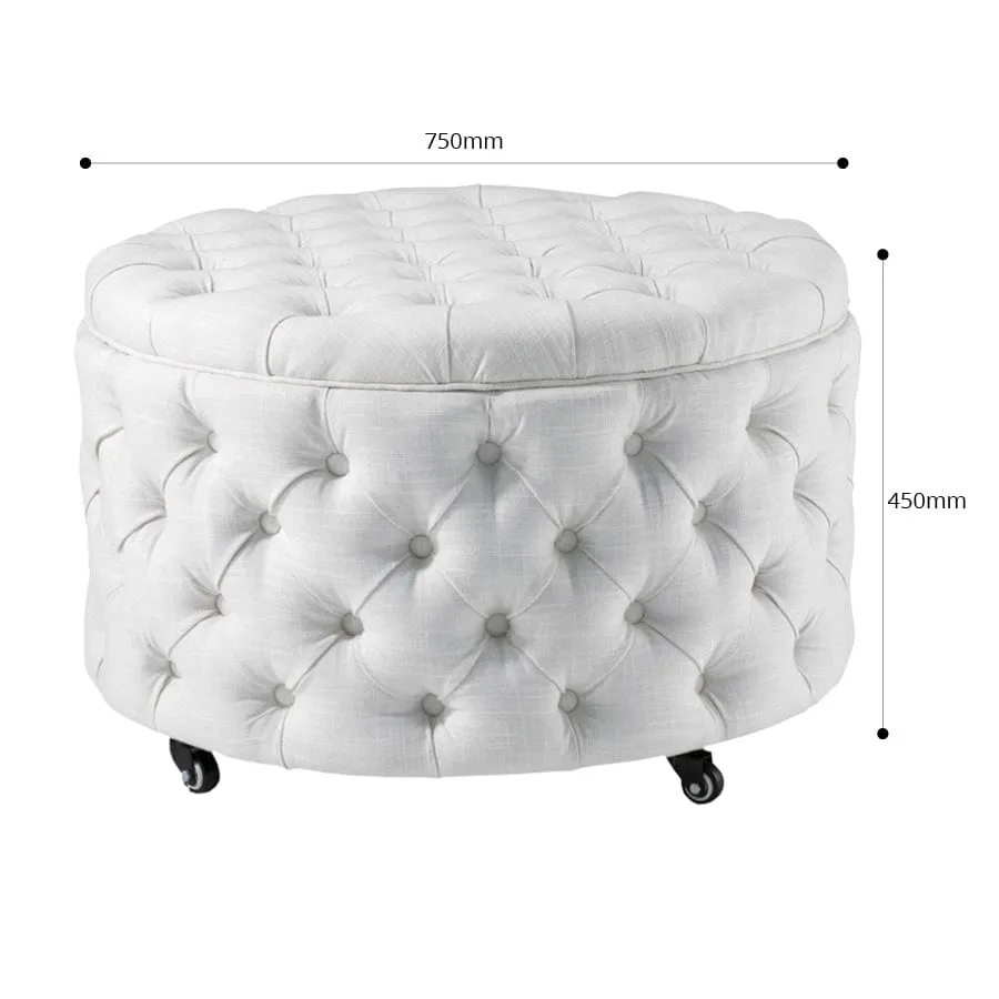 Emma Storage Ottoman Large 75cm Linen White