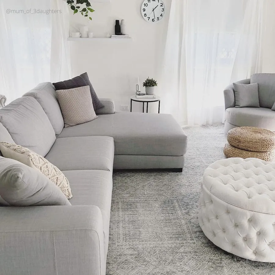 Emma Storage Ottoman Large 75cm Linen White