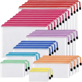 EOOUT 30pcs Mesh Zipper Pouch Bags, 8 Sizes Plastic Zipper Bags, 8 Colors Waterproof Zipper Pouches for Organization, Multipurpose for Travel, School Supplies, Office Appliances and Home Organization