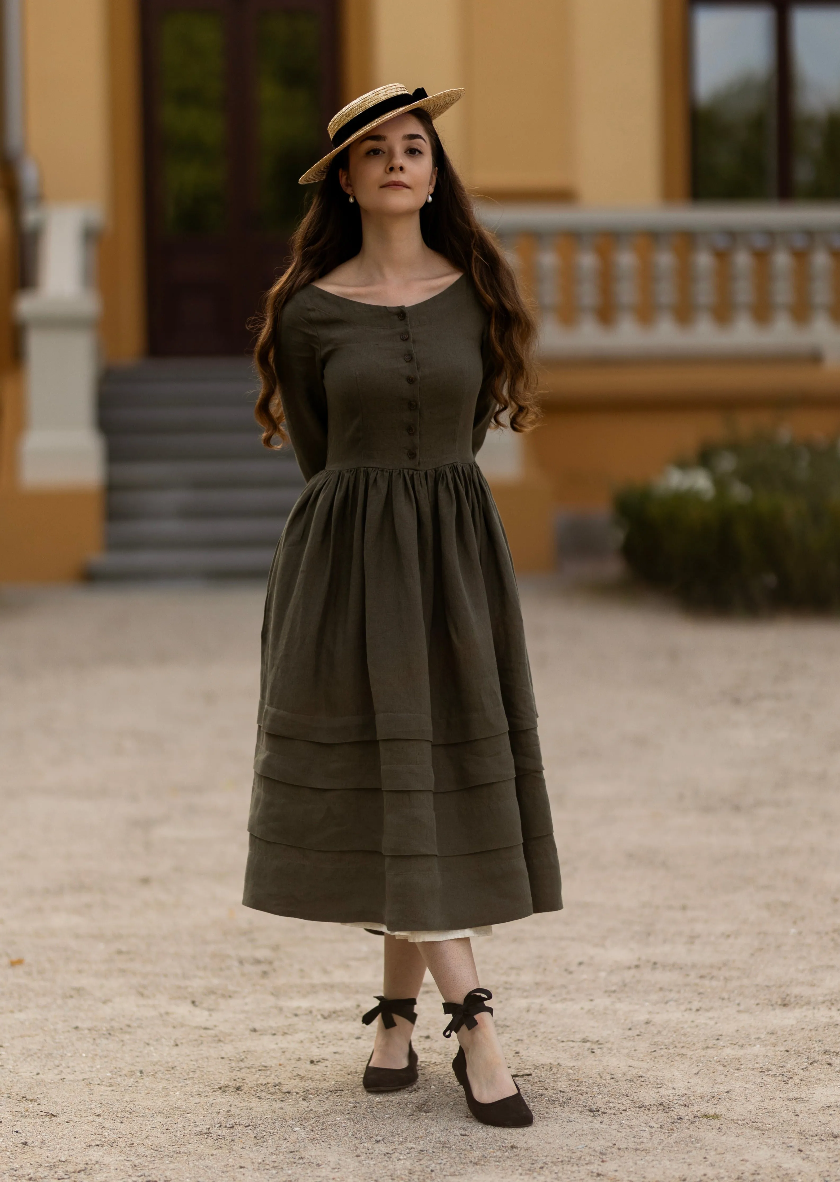 Eyre Dress, Long Sleeve, Pine Green