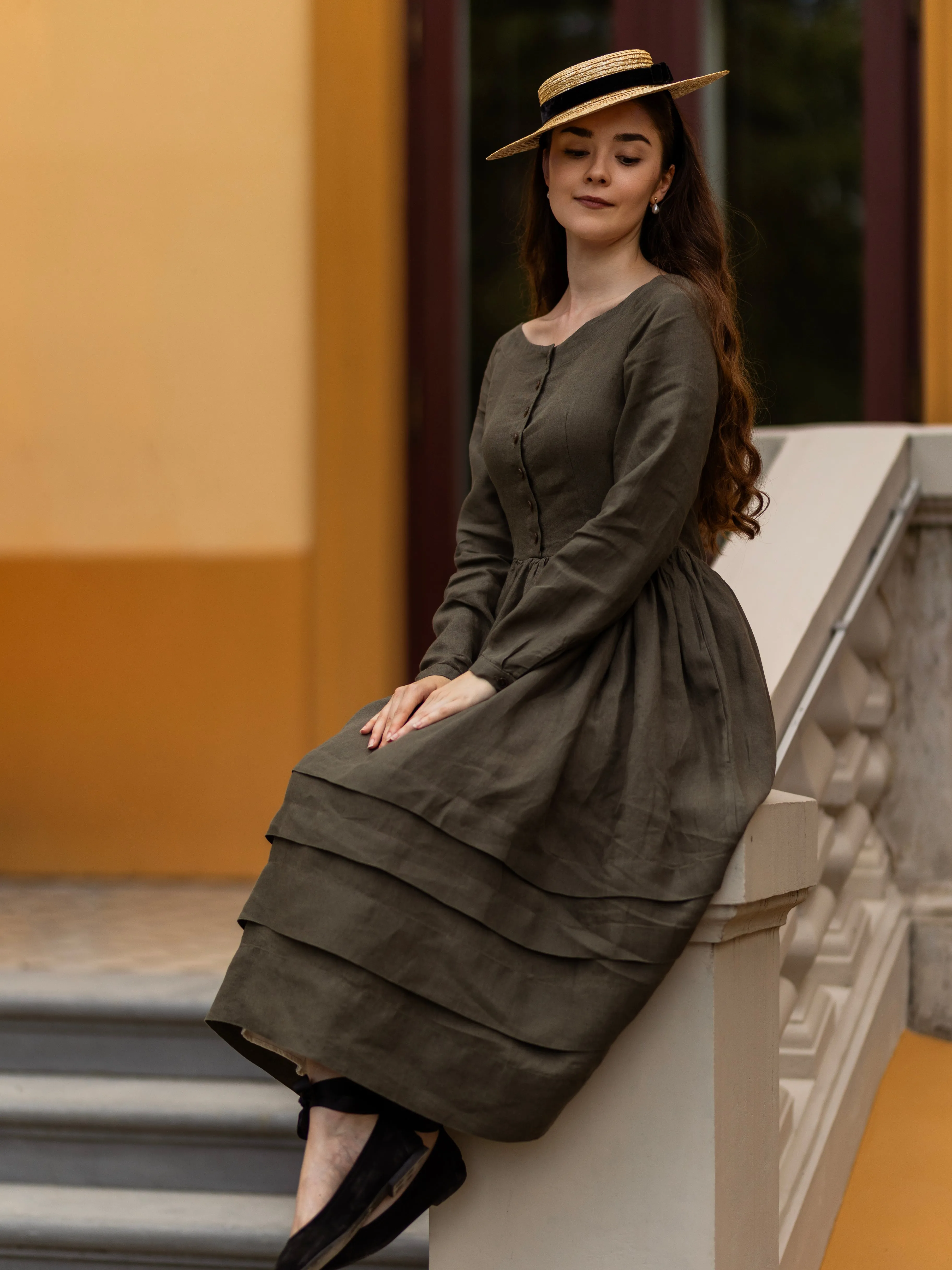 Eyre Dress, Long Sleeve, Pine Green