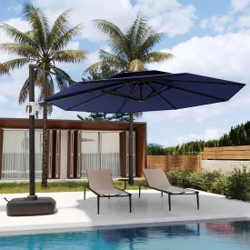 Flame&Shade 11 ft Double Roof Round Offset Cantilever Patio Umbrella