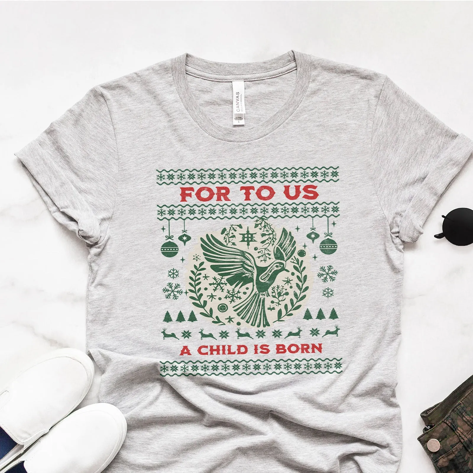 For Unto Us a Child Christmas Dove Tee
