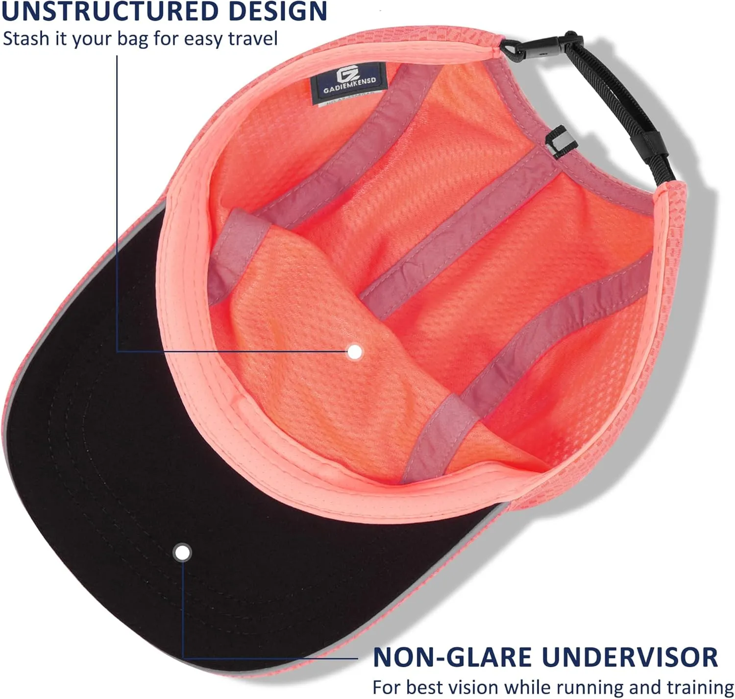 GADIEMKENSD Women's Race Day Running Cap Performance Mesh Hat - Excellent Ventilation, Lightweight, Reflective Safety