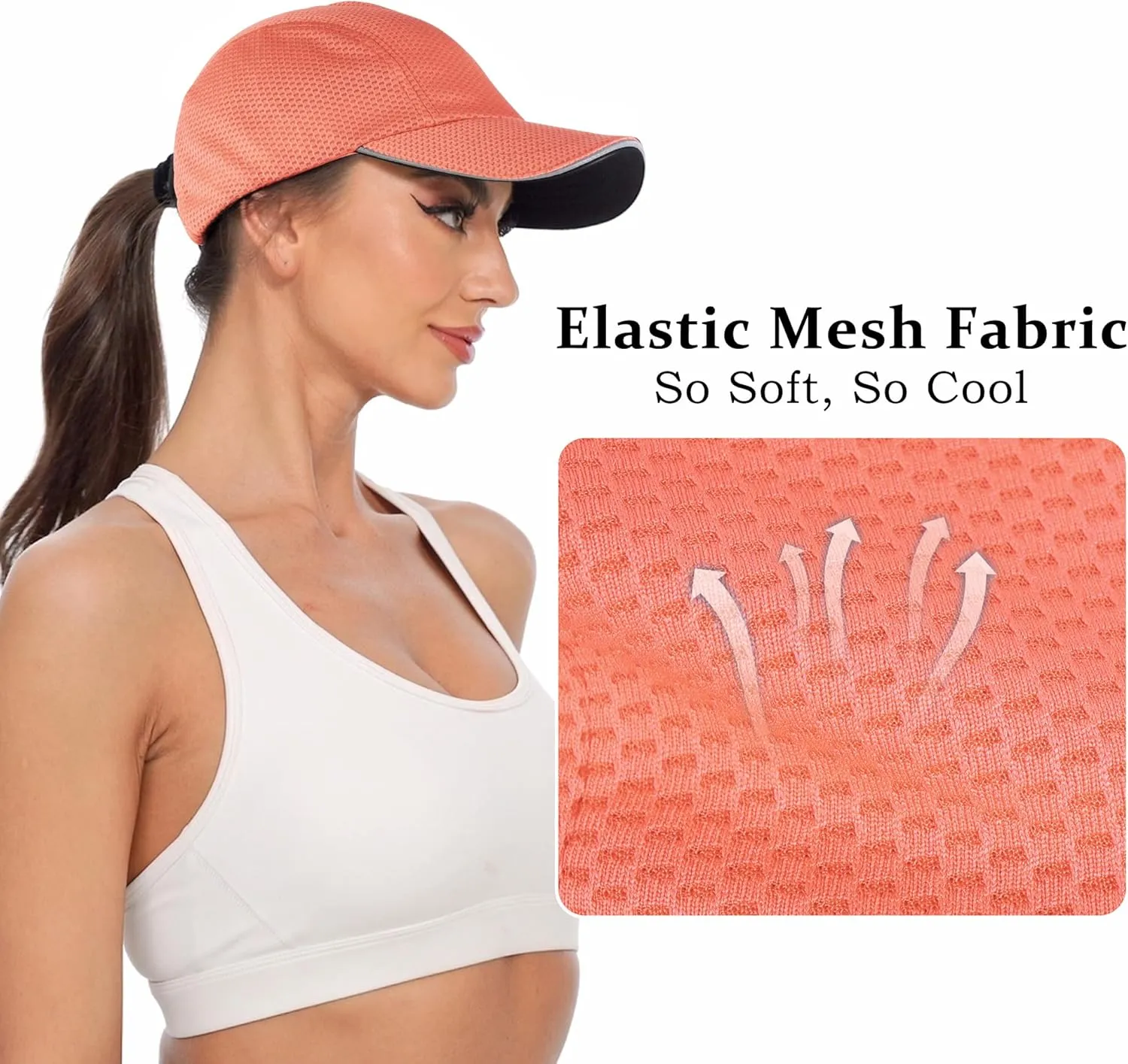 GADIEMKENSD Women's Race Day Running Cap Performance Mesh Hat - Excellent Ventilation, Lightweight, Reflective Safety