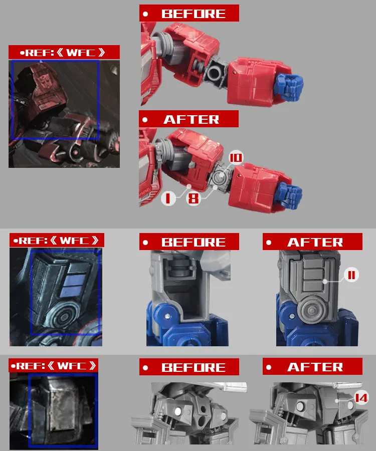 Go Better Studio GX-55A GX-55B GX55A GX55B Gap fillers for WFC Studio Series Voyager 03 Gamer Edition SS GE03 Optimus Prime Upgrade Kit