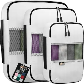 GORILLA GRIP Packing Cubes, Travel Essentials for Suitcase, Mesh Organizer Bags for Clothes Toiletries Shoes and Laundry, Luggage and Carry On Airplane Accessories, Traveling Must Haves, 3 Set White