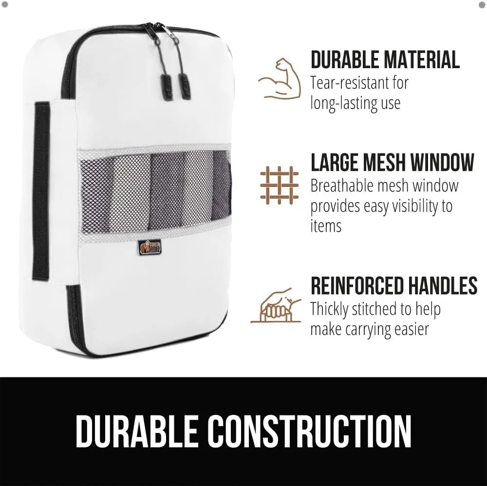 GORILLA GRIP Packing Cubes, Travel Essentials for Suitcase, Mesh Organizer Bags for Clothes Toiletries Shoes and Laundry, Luggage and Carry On Airplane Accessories, Traveling Must Haves, 3 Set White