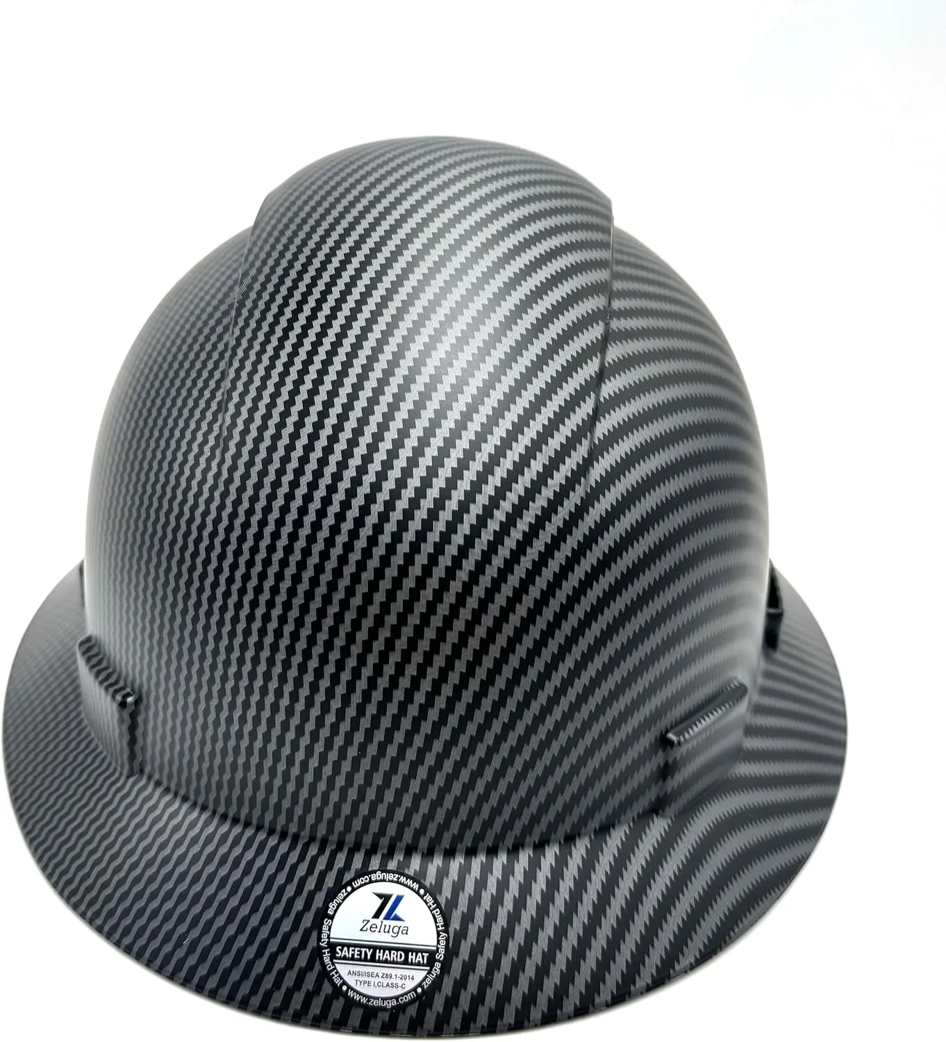 HDPE Full Brim Hard Hat, Construction Safety Helmet with Vented Holes, 6 Point Adjustable Ratchet Suspension, Meets ANSI/ISEA Z89.1, Water Transfer Printing