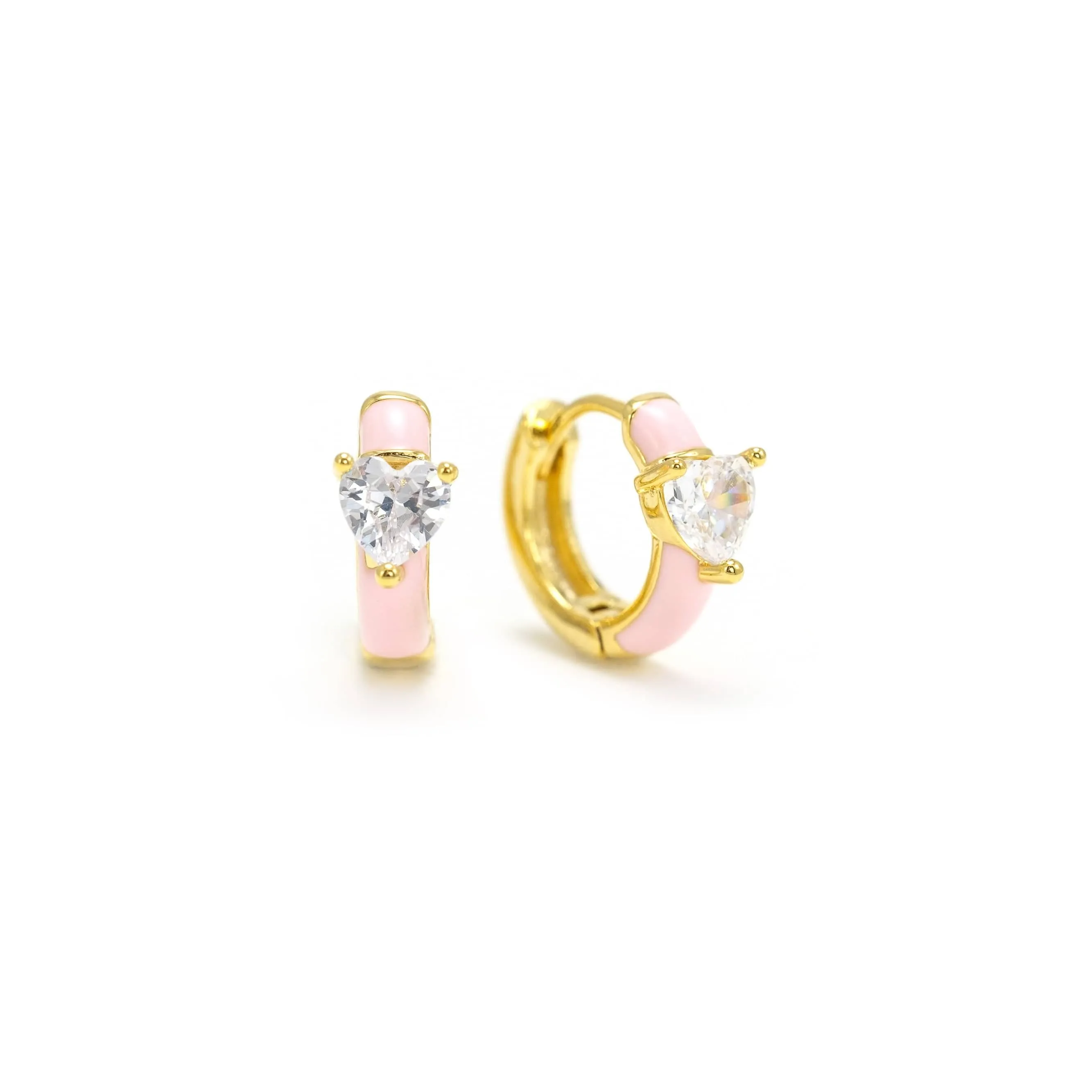 Heart Enamel Huggie Hoop Earrings
