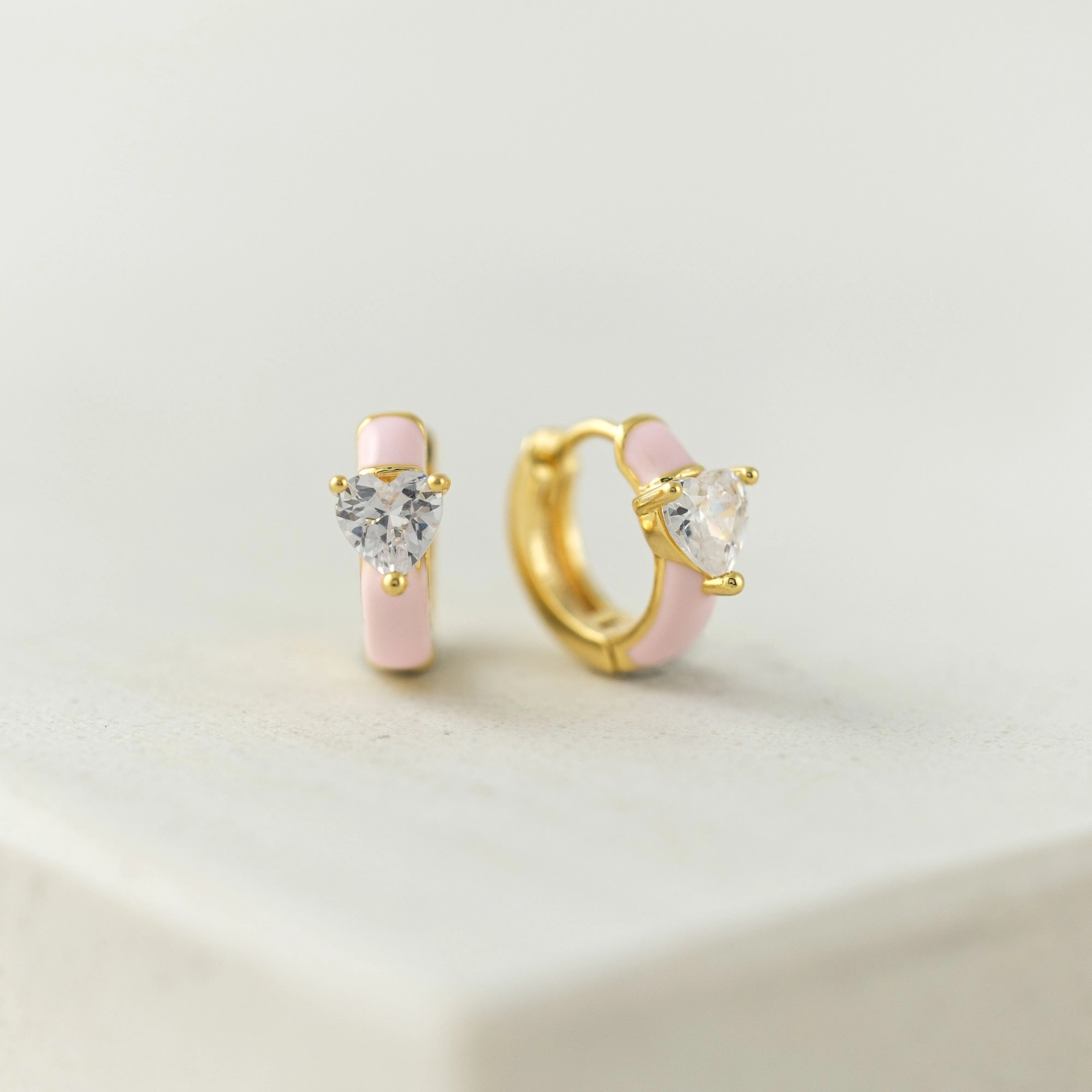 Heart Enamel Huggie Hoop Earrings