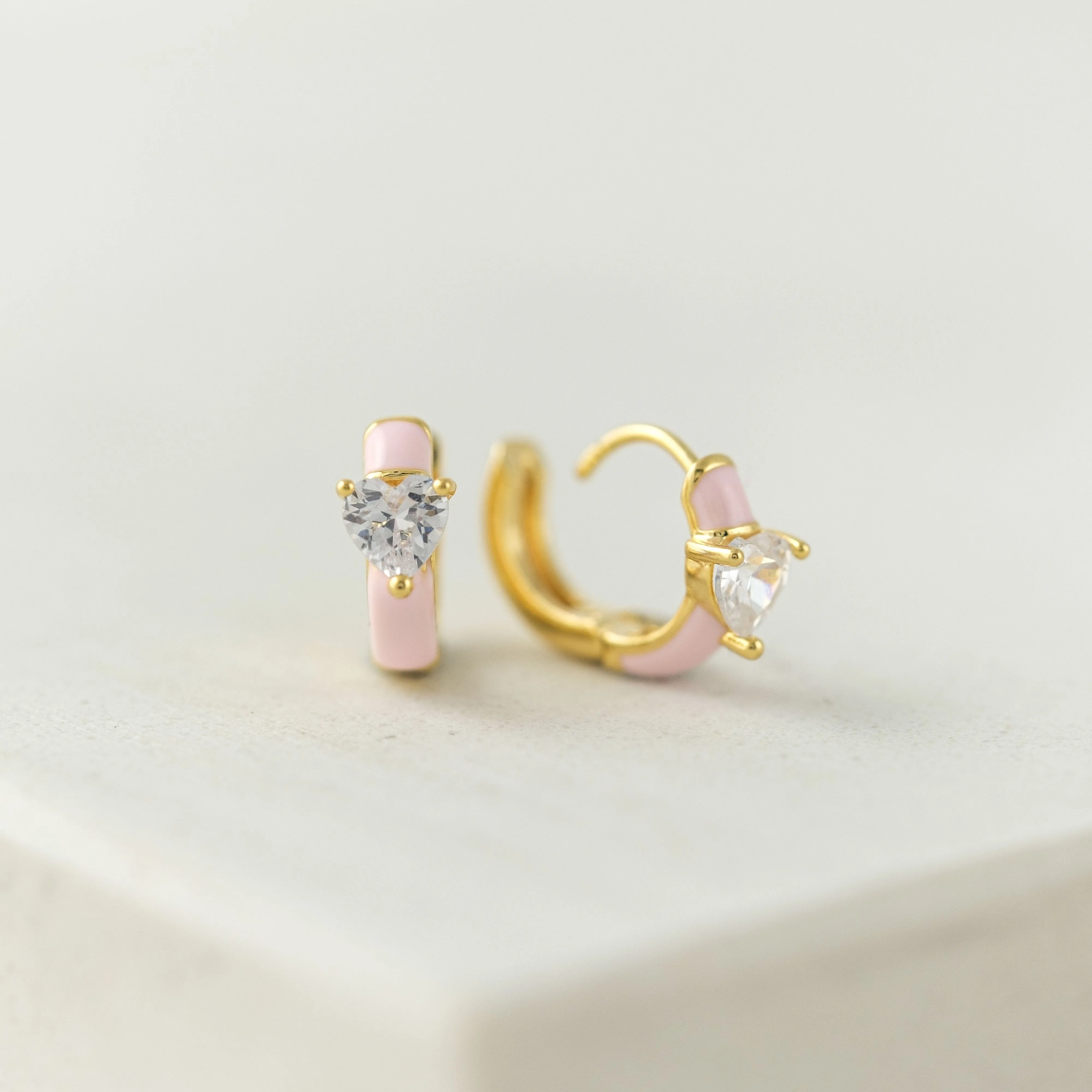 Heart Enamel Huggie Hoop Earrings