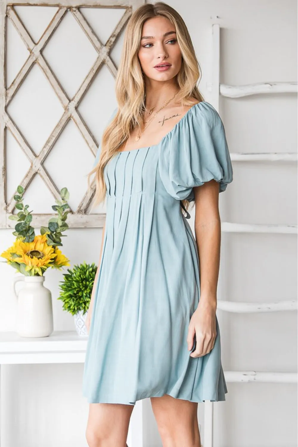 HEYSON London Charm Pin Tuck Flare Dress