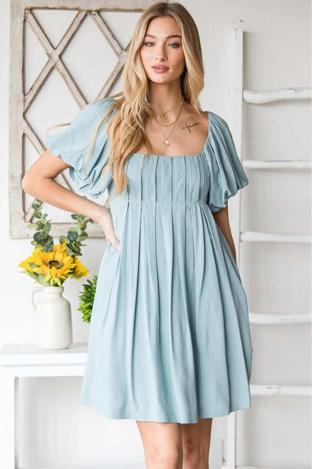 HEYSON London Charm Pin Tuck Flare Dress