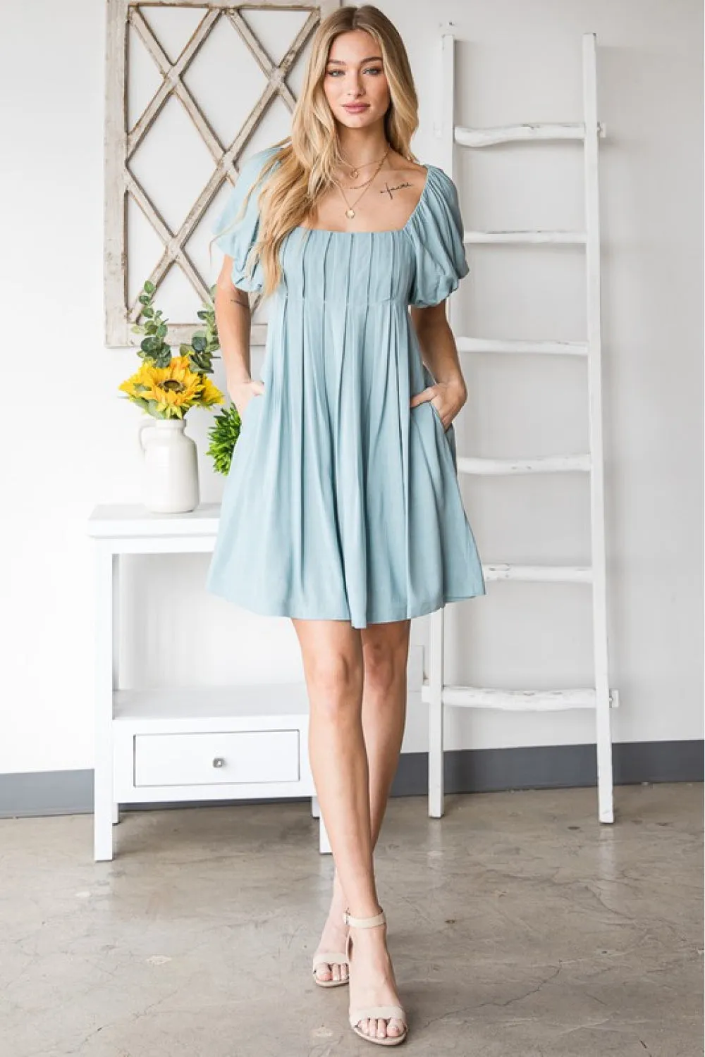 HEYSON London Charm Pin Tuck Flare Dress