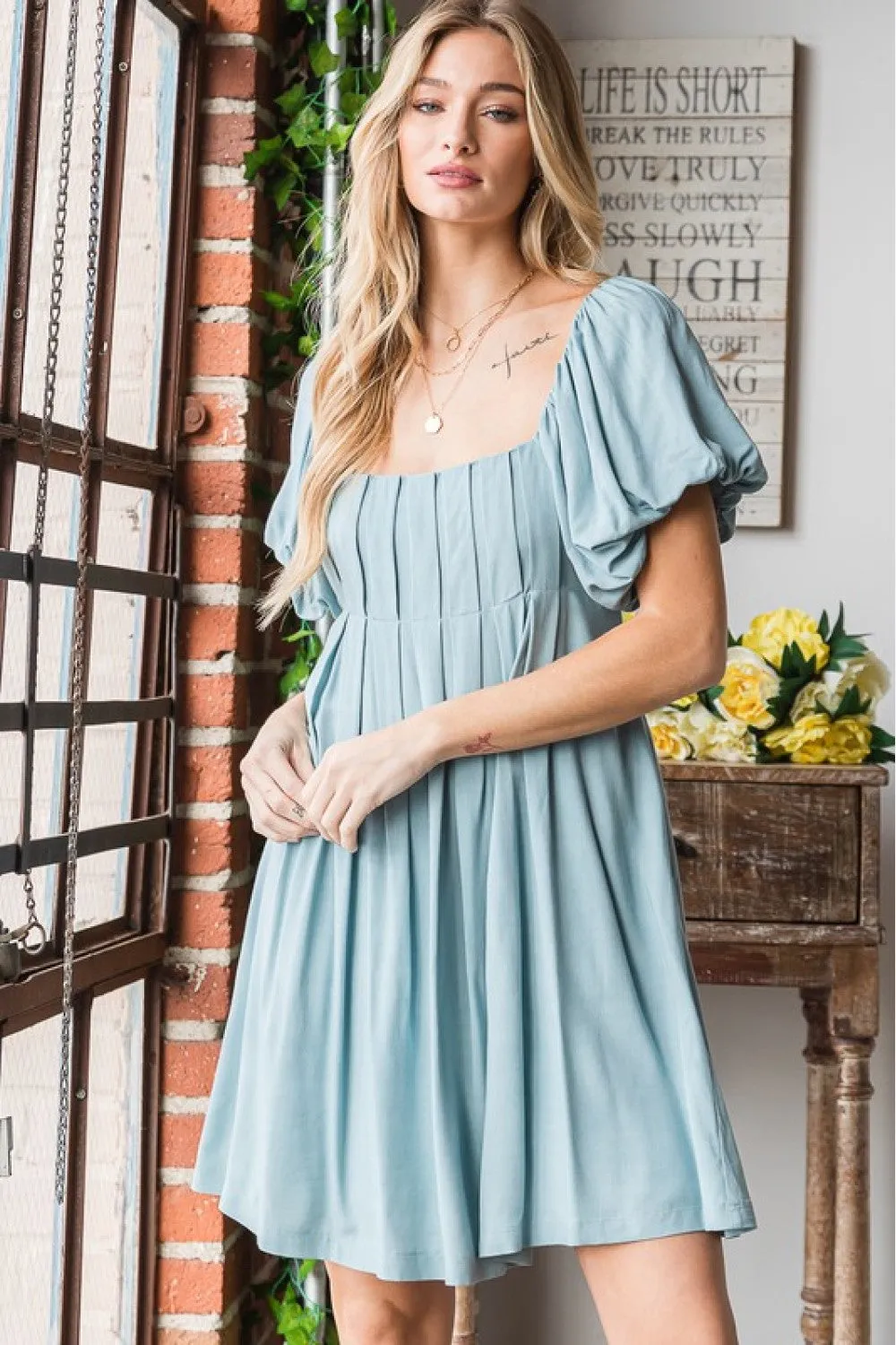 HEYSON London Charm Pin Tuck Flare Dress