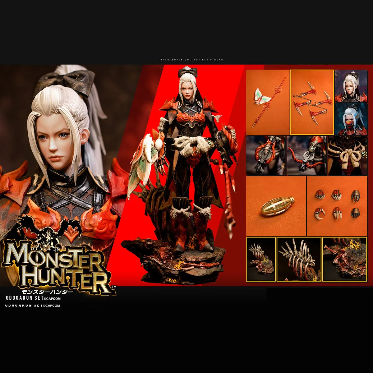 HiPlay DAMTOYS Monster Hunter: Odogaron Set, Deluxe Edition, Movable Eyes, Figure Full Set, 1:6 Scale Action Figurine