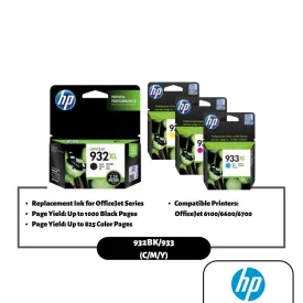 HP 932XL/933XL Ink Cartridge (Black/Cyan/Magenta/Yellow)