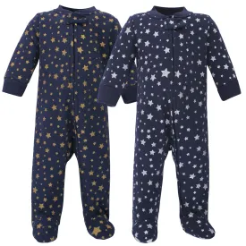 Hudson Baby Premium Quilted Zipper Sleep and Play, Metallic Stars